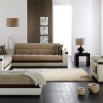 Illuminated Living Room with Brown and White Sofas