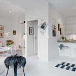 Amazing Swedish One Room Apartment Design Interior with White Decoration Ideas Used Minimalist Furniture Decoration Ideas