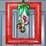 Awesome Picture Frame Turned Into Wreath Design Used Square Shaped and Colorful Ball Decoration Ideas