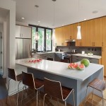 Captivating Quarry Street House Marina Rubina Design Interior in Kitchen Space with Modern Wooden Bar Stools Furniture