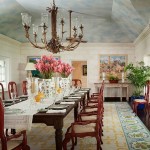 Comfortable St James Villa Michelle Everett Interior Design in Dining Room Used Traditional Furniture and Antler Chandelier