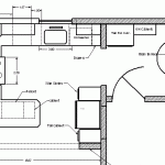 Creative Kitchen Layouts Plans Based on Modern Architectural Style Showing Kitchen Cabinet Placement Plan and Detail Measurement
