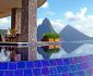 Excellent Jade Mountain Saint Lucia Residence with Cool Infinity Pool and Mountainous View Fresh Indoor Plants Stone Pillars