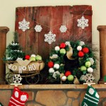 Extraordinary Christmas Wreath Decorating Ideas with Colorful Balls and Snowflake Ornaments for Fireplace Mantel in Family Room