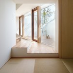 Fantastic House Minoh Fujiwaramuro Architects Design Interior in Hallway Space with Wooden Flooring and Glass Door Ideas