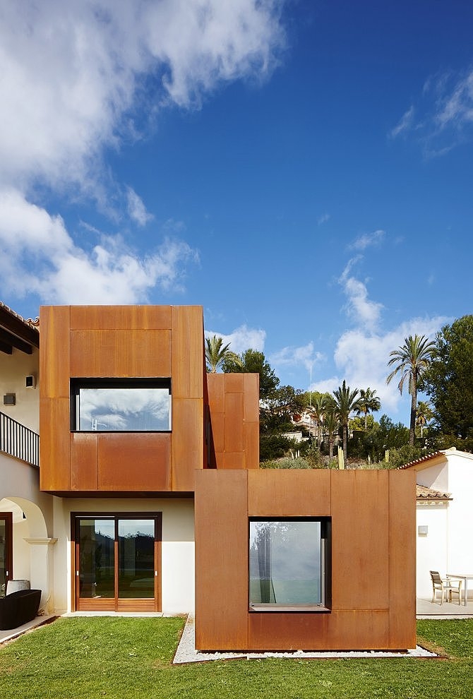 Glorious Brown Painted Kubik Extension Guillermo Reynes Architecture Studio Mixed with White Scheme