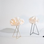 Innovative Shape of the Two Ori Mika Barr Lamp with Iron Legs and Irregular Shade Shape