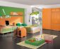 Orange and green bedroom for the kids