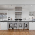 Sensational Kitchen Layouts Plans in Modern Flair Stylish Metallic Barstools Modern Kitchen Island Bright Ceiling Lights