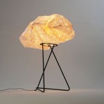 Sensational Lamp Light of Mika Barr Lamp with Black Iron Legs and Bright Light in Irregular Shade