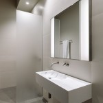 Vivacious San Francisco Loft Design Interior in Bathroom Space with White Simple Vanity Furniture Ideas