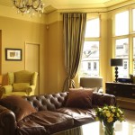 Yellow and brown living room