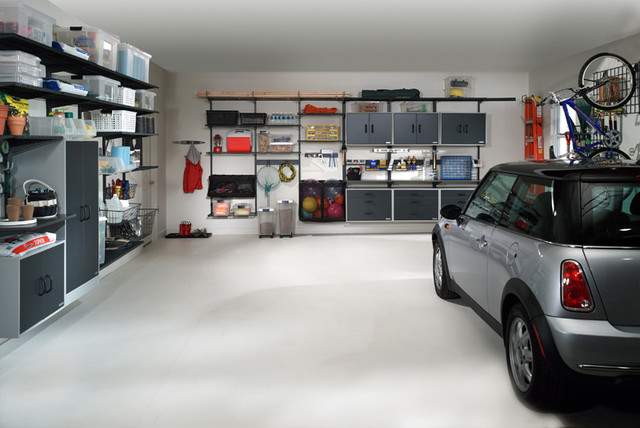 Ample Garage Interior Design Idea Equipped with Best White Flooring Unit Design Ideas with White Ceiling Unit ideas Plan