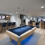 Blue Color Ideas Applied in Painting Basement Floor Ideas finished with Iluminated Billiard table Design Ideas Plan