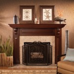 Dark Brown Color Idea Applied in Fireplace Mantel Design Finished with Floral Decorating Ideas in Modern Living Room Space