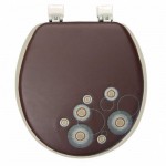 Ginsey Soft Decorative Chocolate Toilet Seat Circles Applied in Elongated Toilet Seat Covers with Simple Motifs