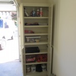 Hidden Stoage Unit Design Idea Applied in Garage Storage Cabinets Finished with White Indoor Wall Painting Unit Ideas