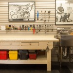 OLd Style Design Ideas Applied on Garage Workbench Design in Garage Space Design Idea in Cream Color Ideas Unit