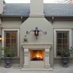 Outdoor Fireplace Design Idea Applied in House Plan with Pools Design finished with Floral Decorating Ideas Plan Unit