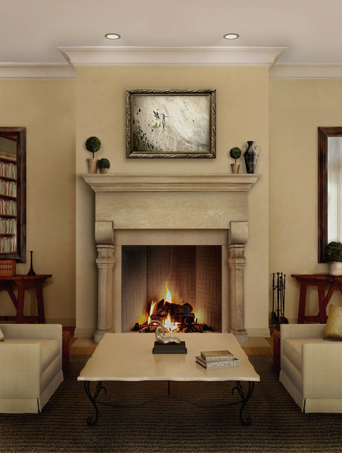 Simple Coffee Design Idea Applied in Fireplace Mantel Design Finished with White Chair Design Idea Plan Unit Plan