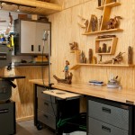 Simple Designed in Garage Workbench Design Finished with Drawers in Modern Design Ideas and Wood Panel Indoor