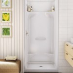 Small One Piece Shower Units Finished in White Color Equipped with Floral Decorating ideas in Modern Design Plan Unit