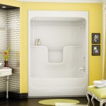 Striking Light Yellow Color Design Ideas Applied on One Piece Shower Units Finished in White Color Design Plan Unit