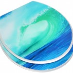 Wave of Ocean Motif Applied on Elongated Toilet Seat Covers Equipped with Best Design and Blue Color ideas