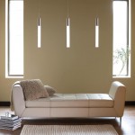 Alluring Bench and Grey Cushions under Modern Pendant Lighting Fixtures for Stylish Sitting Area