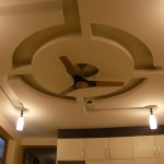 Attractive Ceiling Lamps and Sensational Fan on Stylish Fall Ceiling Designs near White Cabinets