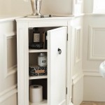 Attractive Corner Bathroom Cabinet in White Color for Traditional Bathroom with Marble Flooring