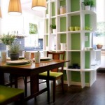 Attractive White and Green DIY Dining Room Storage Ideas beside Wooden Dining Table Set on Laminated Flooring