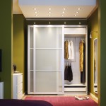 Bright Lighting above White Sliding Closet Doors Ideas for Modern Closet with Clothes Hangers