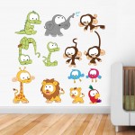 Cute Animal Wall Decal in Various Colors for Baby Room with Stylish Crib on Hardwood Flooring
