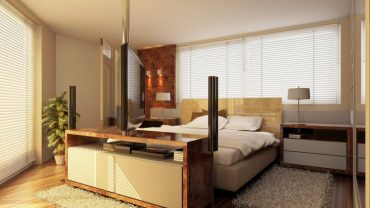Fabulous Brown Cabinet and Cream Bed on Laminated Flooring inside Cozy Master Bedroom Design Ideas