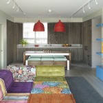 Fabulous Color Combination for Bohemian Apartment Decorating Ideas with Colorful Sofa Bed in Open Floor Plan