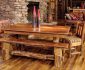 Fantastic Oak Benches and Chairs around Simple Wooden Table as Rustic Dining Room Furniture on Oak Flooring