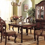 Fascinating Oak Cabinet facing Antique Dining Room Furniture with Wooden Chairs and Teak Table under Small Chandelier