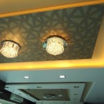 Gorgeous Lamps on Grey Ceilingpaper using Fall Ceiling Designs inside Spacious Living Room