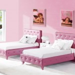 Interesting Pink Tufted Bed and White Bedding between White Nightstands in Pink Bedroom Ideas for Girls