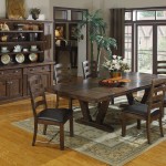 Long Teak Table and Armless Chairs as Rustic Dining Room Furniture for Open Dining Space