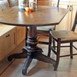 Rustic Breakfast Nook with Oak Table and Antique Wooden Chair Designs beside Teak Bench