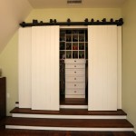 Rustic Closet Doors Ideas in White Color for Small Walk In Closet with Shoes Shelves