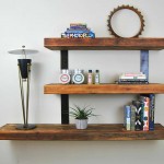 Rustic Wood Material for Minimalist Floating Shelves IKEA as Bookshelves on Grey Painted Wall