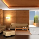 Simple Fall Ceiling Designs for Cozy Lounge with Teak Coffee Table and Cream Colored Sofas