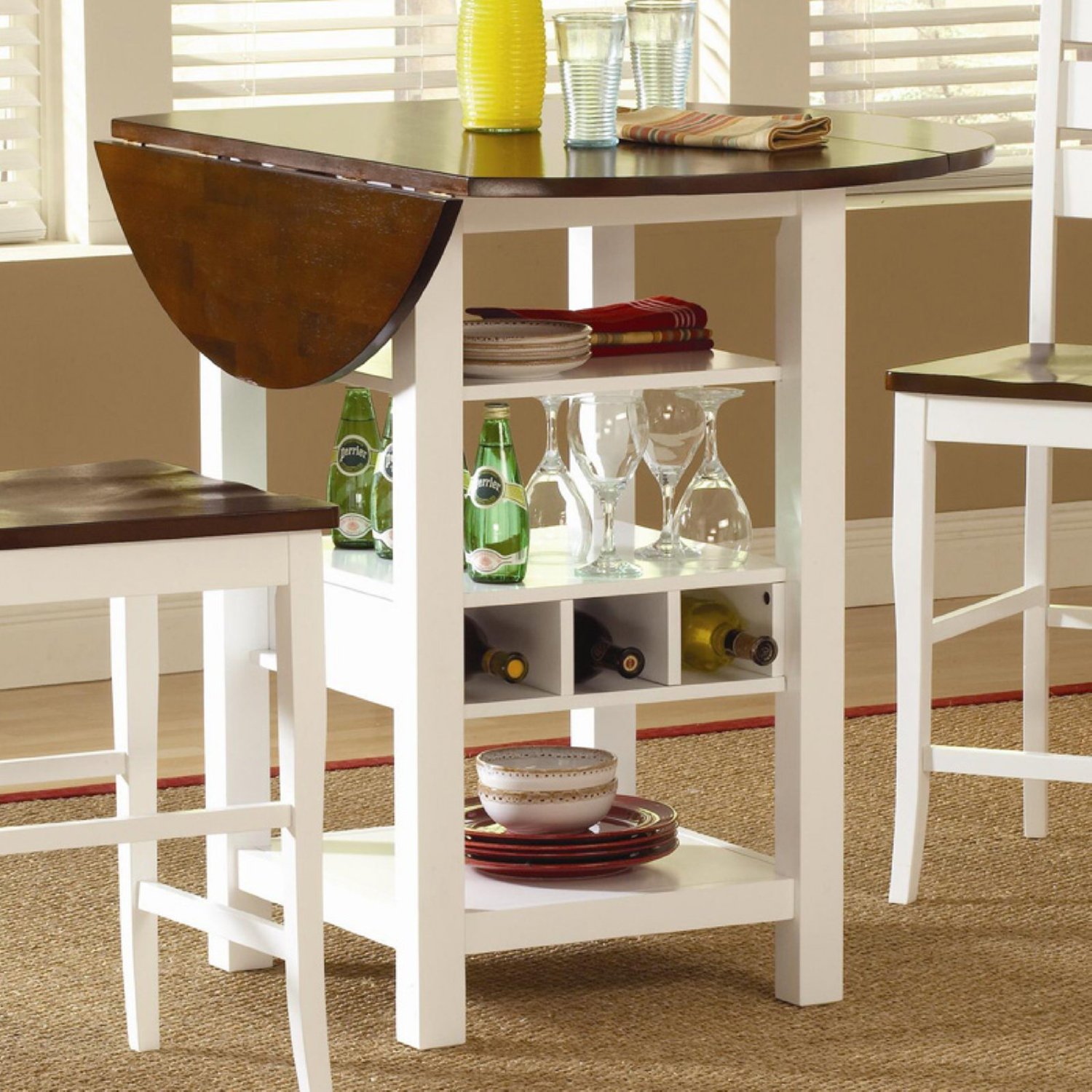 Unusual DIY Dining Room Storage Ideas on Simple Round Table in Small Open Dining Space with Attractive Chairs