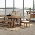 Wide Open Dining Area with Rustic Dining Room Furniture and Oak Console Table on Hardwood Flooring