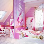 Wonderful Pink Wallpaper beside Lovely Furniture and White Swivel Chair in Pink Bedroom Ideas for Girls