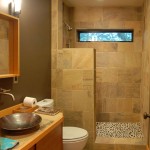Wonderful Stone Tile Wall and Pebble Flooring in Open Shower Area Completing Small Bathroom Design Ideas