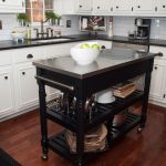 Adorable Black Polished Wooden Kitchen Island in Movable Island IKEA Design at Natty Kitchen Schemes